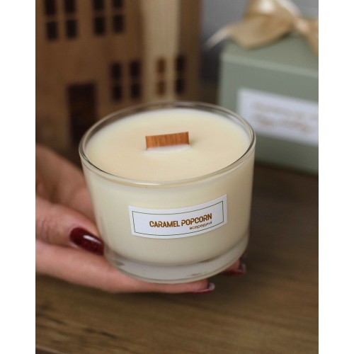 Новорічна соєва свічка з особливим написом. CARAMEL POPCORN. ТМ TEPLO всередині Новорічна соєва свічка з особливим написом. CARAMEL POPCORN. ТМ TEPLO всередині